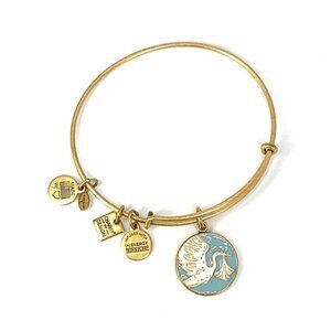 Alex and Ani Blue Special Delivery Charm Bangle - Gold Finish 2"- 3.5"